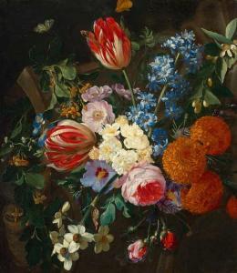 VERBRUGGEN GasparPieter I 1635-1681,Still-life with flowers,1681,Galerie Koller CH 2018-09-28