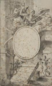 VERBRUGGEN Hendrik Franciscus 1655-1725,Projet de frontispice: un ange porta,1690,Millon & Associés 2012-04-02