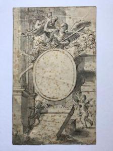 VERBRUGGEN Hendrik Franciscus 1655-1725,Projet de frontispice : un ange port,1690,Millon & Associés 2020-03-12