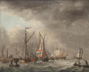 VERBRUGGEN Jan 1712-1780,A harbour scene with ships in stormy waters,Bonhams GB 2022-10-25