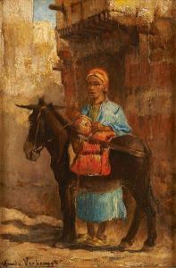 VERBRUGGHE Émile 1856-1936,Le marchand et son âne,Horta BE 2014-09-08