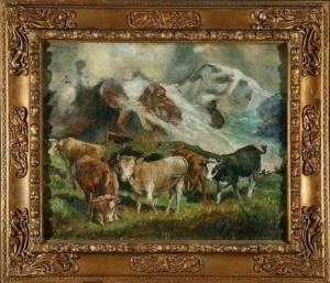 VERDIER Joseph René 1819-1904,Mountainous landscape with cows grazing,Quinn's US 2007-09-08
