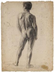 VERDIER Marcel 1817-1856,ACADEMY STUDY OF A MALE NUDE, SEEN FROM BEHIND,Sotheby's GB 2020-01-29