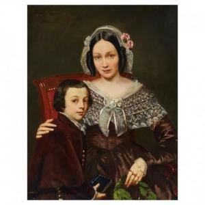 VERDIER Marcel 1817-1856,Retrato de dama y niño,1844,Lamas Bolaño ES 2021-12-21