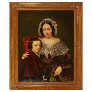 VERDIER Marcel 1817-1856,Retrato de dama y niño,1844,Lamas Bolaño ES 2021-06-15