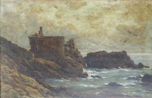 VERGEZ Eugène 1800-1900,Le vieux fort, côte bretonne,1846,Ruellan FR 2017-07-08