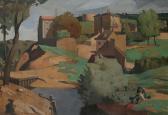 VERGNOT Roger Camille 1900,continental landscape with hilltop town.,1927,Bonhams GB 2006-06-20