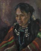 VERHAEREN CAROLUS,A Native American woman with blanket and jewelry,John Moran Auctioneers 2012-10-16