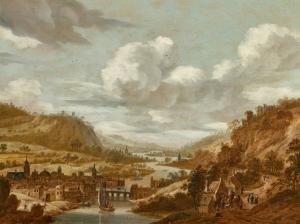 VERHAERT Dirck 1610-1680,Panoramic River Landscape with a Town in the Foreg,Lempertz DE 2022-11-19