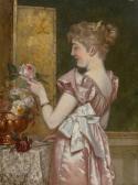 VERHAS Frans 1827-1897,Jeune femme composant unbouquet de fleurs,Horta BE 2011-05-16