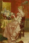 VERHAS Frans 1827-1897,Junge Dame im eleganten Seidenkleid mit einem Rose,Van Ham DE 2021-06-02
