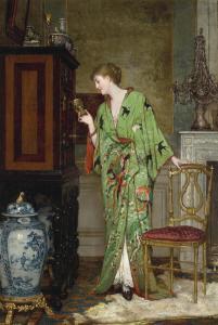 VERHAS Frans 1827-1897,La collectionneuse au kimono vert,1881,Christie's GB 2020-06-17