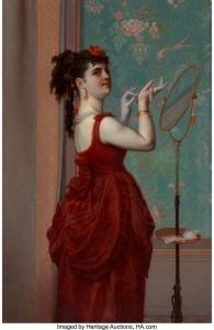 VERHAS Frans 1827-1897,Lady in Red,Heritage US 2019-12-12