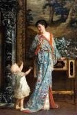 VERHAS Frans 1827-1897,Vrouw in Chinese kimono en kind,Campo BE 2011-03-29