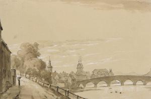 VERHAS Theodor,Blick über den Neckar und die Alte Brücke auf die ,1837,Winterberg Arno 2022-10-22