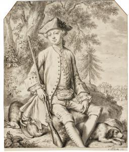 VERHEYDEN Mattheus 1700-1777,AN ELEGANT HUNTSMAN WITH HIS DOG,Sotheby's GB 2017-11-02