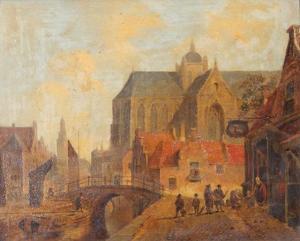 VERHEYEN Jan Hendrik 1778-1846,A Dutch town scene with figures outside a canal si,Mallams 2010-10-13
