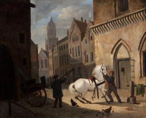VERHEYEN Jan Hendrik 1778-1846,Bridling the horse,Glerum NL 2011-03-07