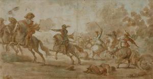 VERHOEK GYSBERG 1644-1690,Equestrian battle,Galerie Koller CH 2012-09-18