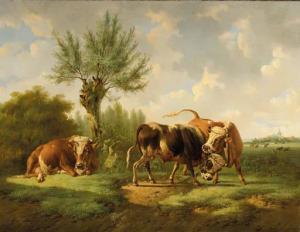 VERHOESEN Albertus 1806-1881,Bulls fighting,1859,Christie's GB 2001-04-24