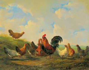 VERHOESEN Albertus 1806-1881,Gallo fiero con le sue galline,1859,Palais Dorotheum AT 2006-11-29