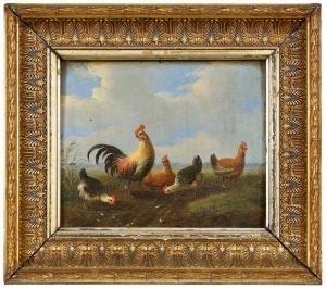 VERHOESEN Albertus 1806-1881,Rooster and Chickens in an Open Field,Brunk Auctions US 2024-01-10