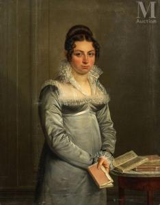 VERHULST Charles Pierre 1774-1820,Portrait de femme au livre,1813,Millon & Associés FR 2023-04-21
