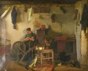 VERMEHREN Frits Johann Freder,INTERNO DI CUCINA CON DONNA ASSOPITA,1864,Itineris Aste 2021-07-08