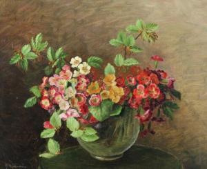 vermehren yelva 1880-1978,Still life with primroses in a vase,Bruun Rasmussen DK 2017-06-19