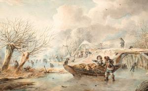 VERMEULEN Abraham Adrianus 1817-1874,Hustle and bustle on the ice,Glerum NL 2010-05-17