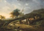 VERMEULEN Andries 1763-1814,Rocky landscape with cows near a wad,De Vuyst BE 2017-03-11