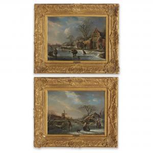 VERMEULEN Andries 1763-1814,Two scenes of peasants skating on a frozen lake ea,Christie's 2021-06-29