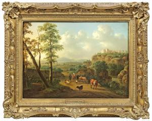 VERMEULEN Cornelis 1732-1813,Italienisierende Landschaft mit Bauern und ihrer H,Schloss 2015-09-12