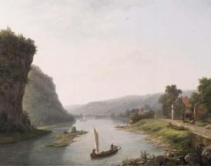 VERMEULEN Eugene 1800-1800,Fishing Boats on a River by a Village,1832,Christie's GB 2003-10-29