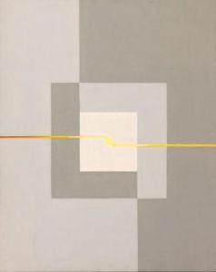 VERMEULEN Noël,Grijs vierkant met gele horizontale streep,1985,Millon & Associés 2021-11-30