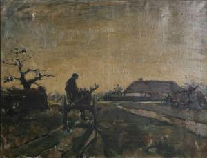 VERMEYLEN alphonse 1882-1939,Landschap met boer met paard en kar bij de hoeve,Bernaerts 2012-02-13