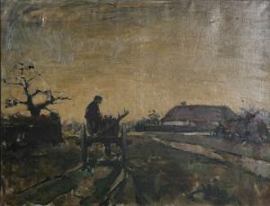 VERMEYLEN alphonse 1882-1939,Landschap met boer met paard en kar bij de hoeve,Bernaerts 2011-06-20