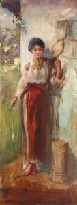 VERMONT Nicolas 1866-1932,Țărăncuță cu fuior,1896,Artmark RO 2017-06-20