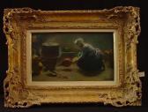 VERMORCKEN Frederic Marie 1860,Magd beim Ofenbefeuern in der Küche,Auktionshaus Rieber DE 2010-03-22