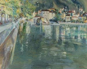 VERNA Germaine 1908-1975,Locarno Harbor,Hindman US 2023-10-20