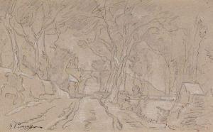 VERNAY François 1804-1843,Paysage sous bois du côté de Morestel,Aguttes FR 2011-10-18