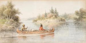 VERNER Frederick Arthur 1836-1928,Two Canoeists and their Dog,Heffel CA 2024-01-25