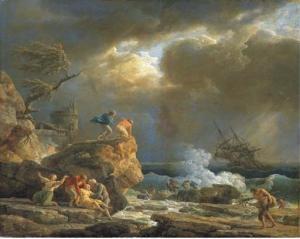 VERNET Claude Joseph,A Mediterranean rocky coastal landscape with survi,1770,Christie's 2006-07-06