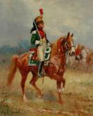 VERNET PAUL 1800-1900,PORTRAIT OF FRENCH DRAGOON SOLDIER ON HORSEBACK,Burchard US 2010-04-18