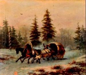 VERNET Pierre Marie Joseph 1797,Traineau en forêt, Russie,1864,Robert FR 2011-03-25