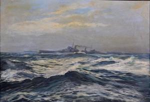 VERNEY Adrian,6th Baron Braye A Destroyer and Convoy Vessels at ,Gilding's GB 2015-11-24