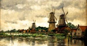 VERNIER Emile Louis 1829-1887,Paysage aux moulins,Mercier & Cie FR 2007-11-11