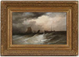 VERNIER Emile Louis 1829-1887,Stormy Seas off the Jetty,1880,Brunk Auctions US 2024-01-11
