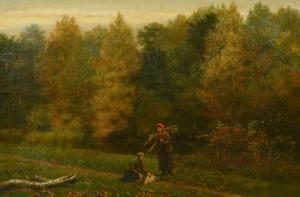 VERNON Arthur Langley,female figures gathering wood on a riverside path,John Nicholson 2022-06-01