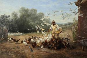 VERNON Ellen 1831-1902,A farmer feeding the birds,Woolley & Wallis GB 2019-09-04